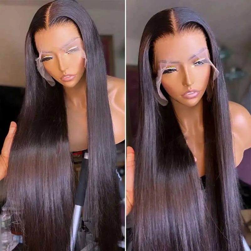 Wholesale Brazilian Long Straight Wigs Glueless Human Hair Lace Frontal Wig Virgin Hair 16-30 Inches For Women