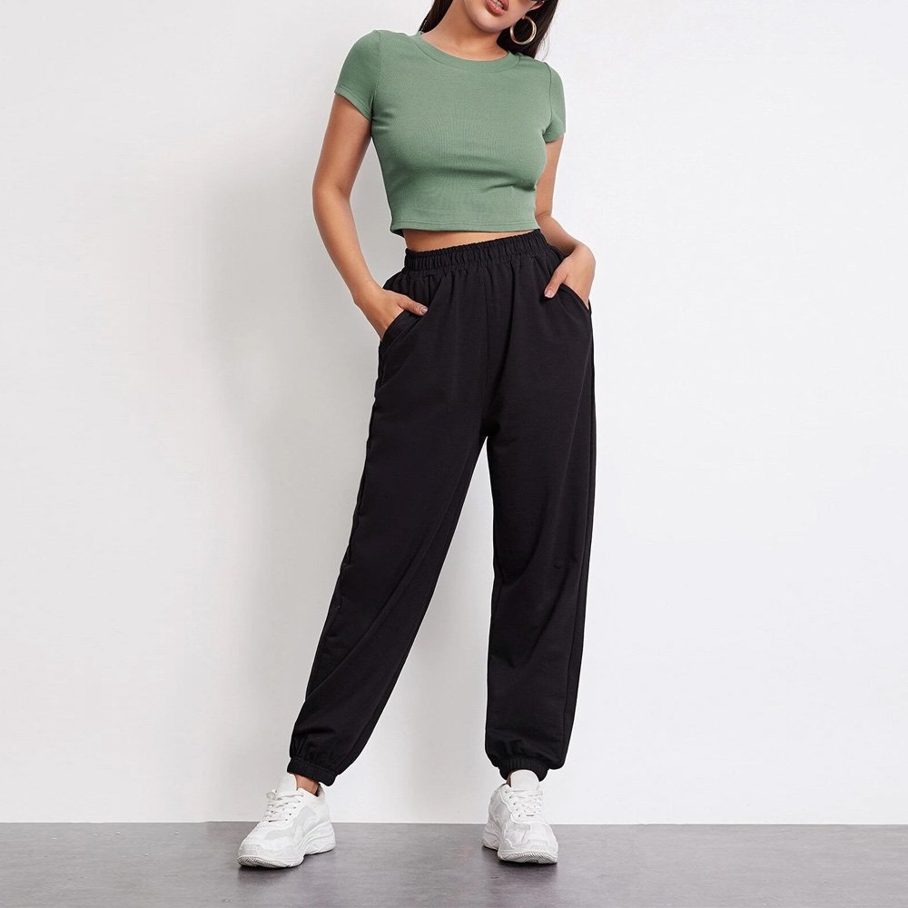 Low Price Crop Top Sexy Rib-Knit Short T Shirts For Women / New Spring 2023 Short Sleeve Women's Cropped Tshirts