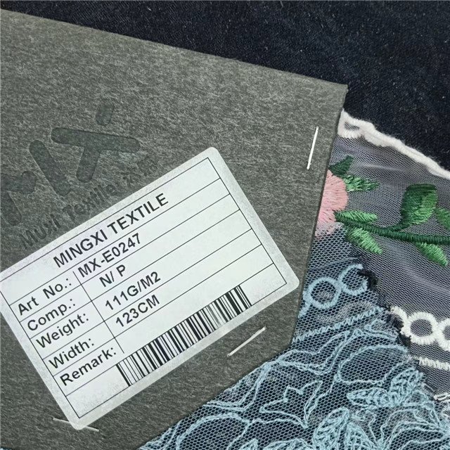 Polyester/nylon fabric, flower embroidery, can be used for clothing and fashion, breathable and multi-color custom-made