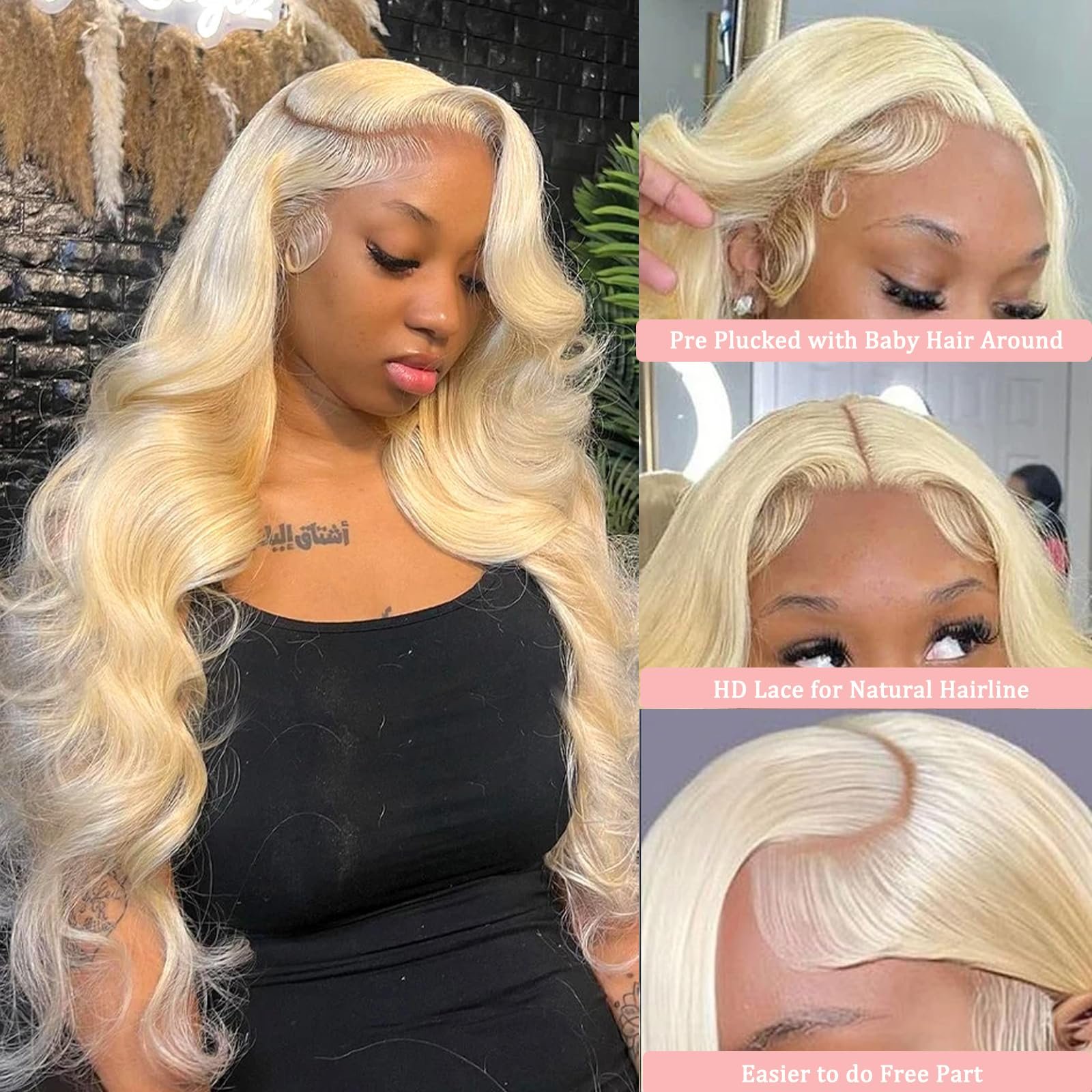 28 30 Inch 613 Blond Color Human Hair Wig 360 HD Full Lace Frontal Wig 613 Blonde 360 Lace Front Wig