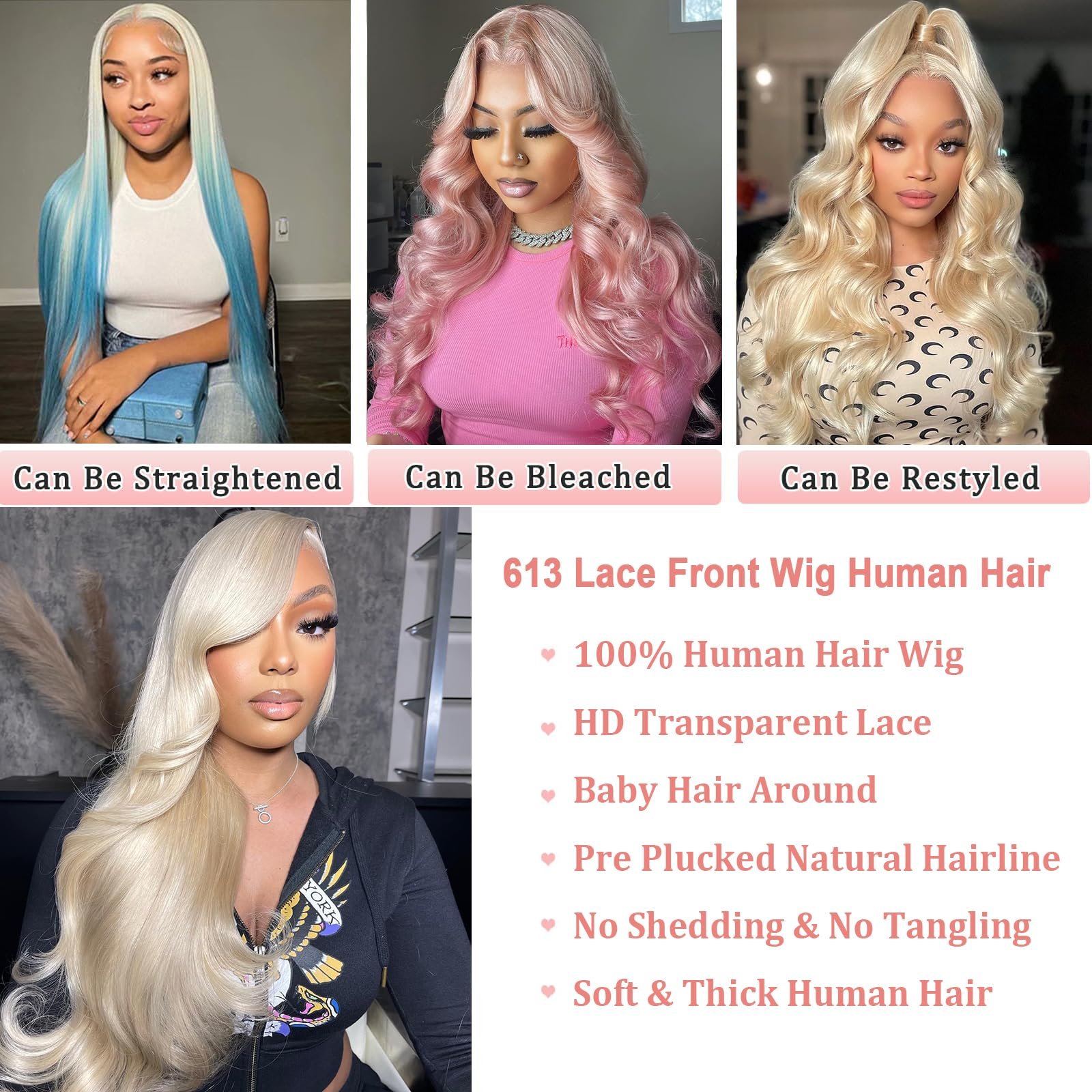 28 30 Inch 613 Blond Color Human Hair Wig 360 HD Full Lace Frontal Wig 613 Blonde 360 Lace Front Wig