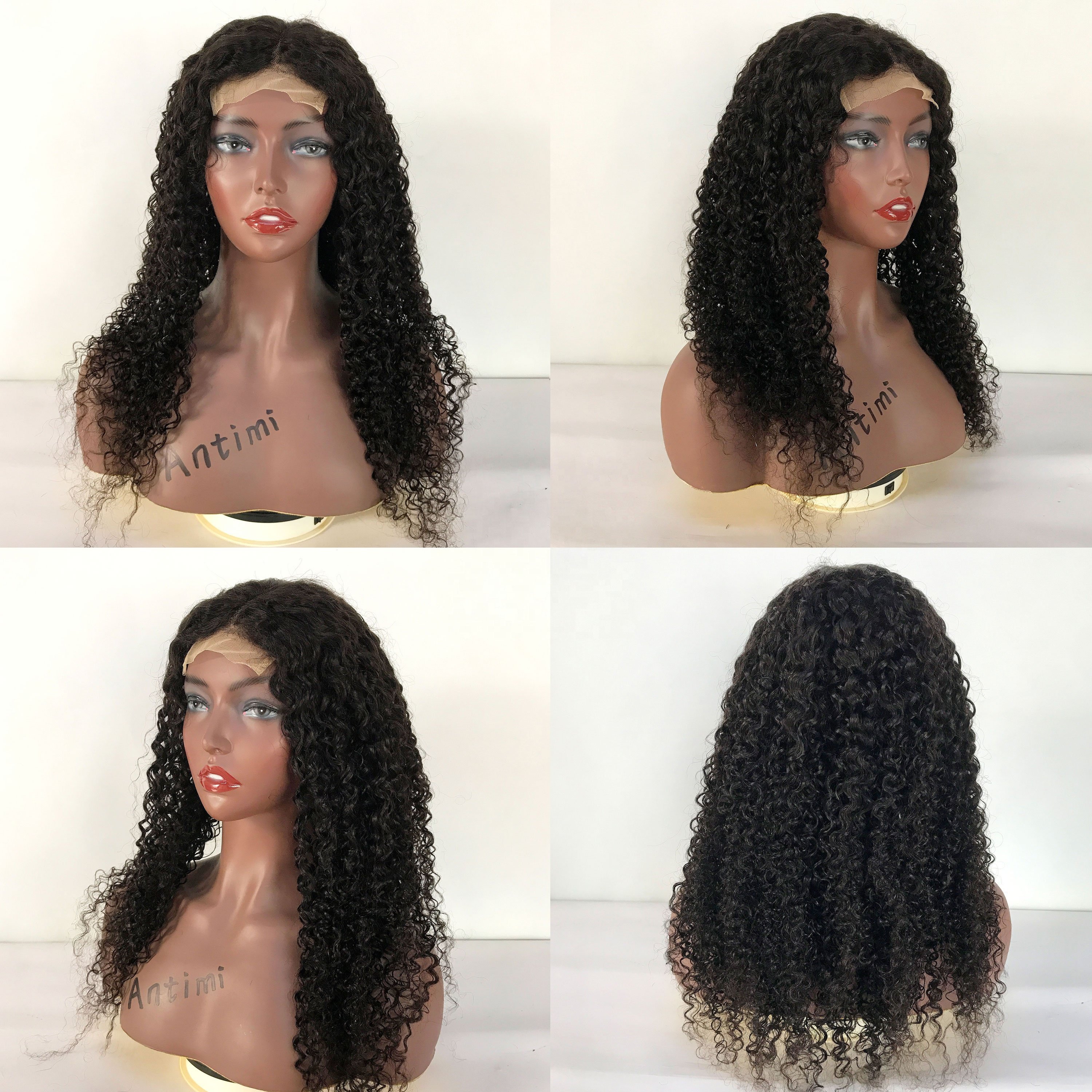 Good Selling Brazilian Virgin Human Hair jerry curl Afro Kinky natural color 4x4 Lace Frontal Wigs