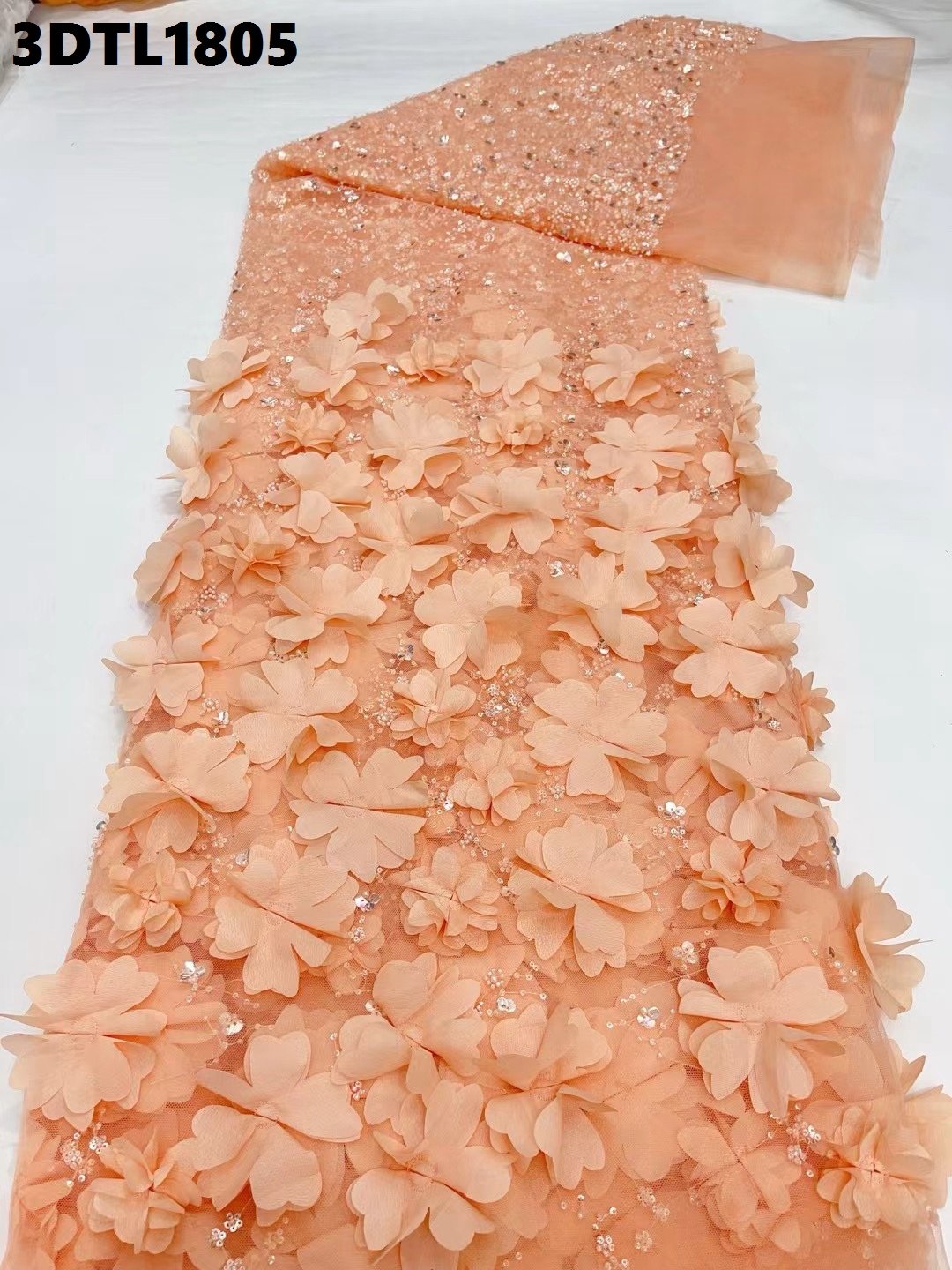 Factory price United Arab Emirates gold 3D flowers lace fabric embroidery fabric for bridal Dubai wedding dress french lace