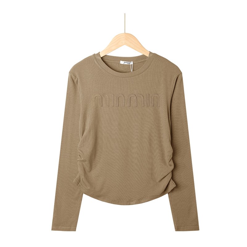 Oem/odm Custom Black Women's Asymmetrical Draped Crewneck Tee - Stretch Side Pleats,Uneven Hem