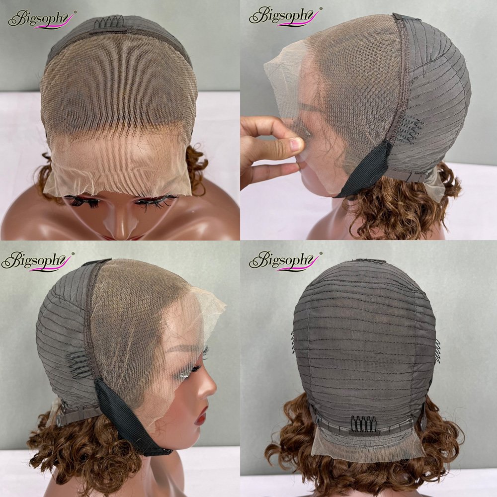 Top Quality Color #350 Deep Wave Frontal Lace Brazilian Bob Wigs, Unprocessed Hd Lace Frontal Wig Raw Indian Hair