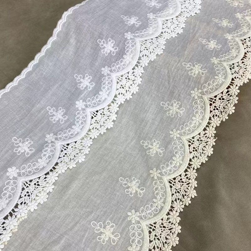 Wholesale High Quality 14 CM Wide Cotton Ribbon Lace Table Cloth Sofa Lace Embroidery Fabric Lace For Garment