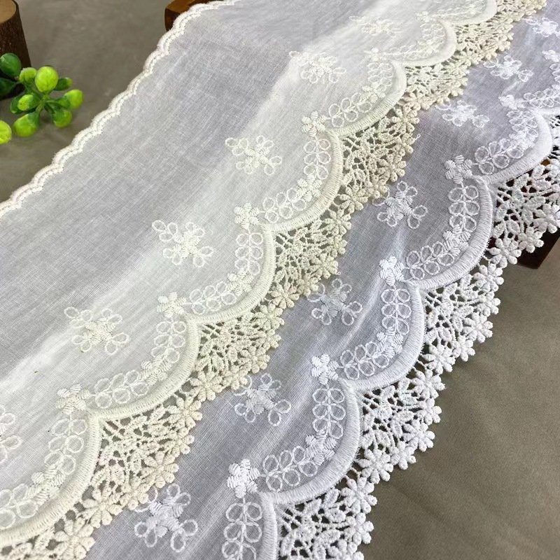 Wholesale High Quality 14 CM Wide Cotton Ribbon Lace Table Cloth Sofa Lace Embroidery Fabric Lace For Garment