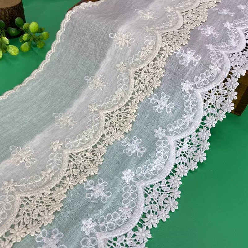 Wholesale High Quality 14 CM Wide Cotton Ribbon Lace Table Cloth Sofa Lace Embroidery Fabric Lace For Garment