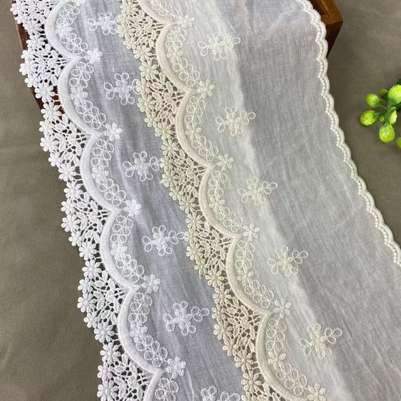 Wholesale High Quality 14 CM Wide Cotton Ribbon Lace Table Cloth Sofa Lace Embroidery Fabric Lace For Garment