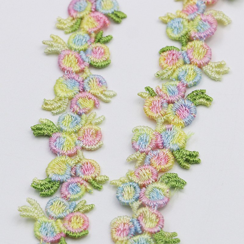 (3Yard/Pack) 20mm Embroidered Water-soluble Lace Fabric Webbing Colorful Flowers Decoration Crafts Material Accessories