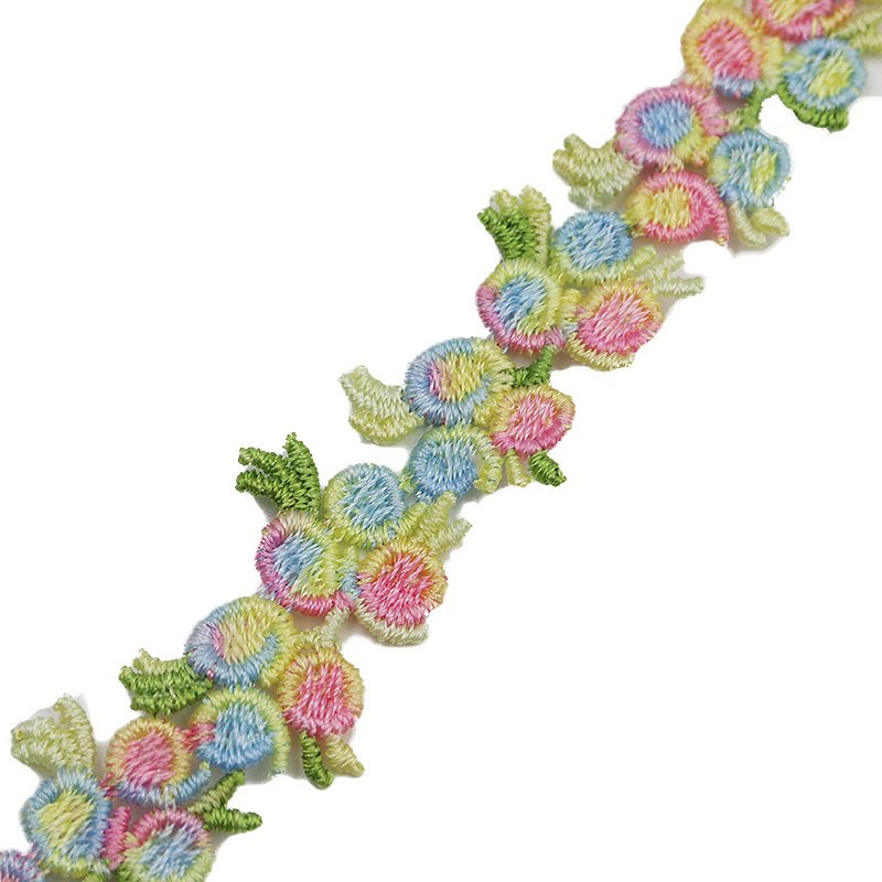(3Yard/Pack) 20mm Embroidered Water-soluble Lace Fabric Webbing Colorful Flowers Decoration Crafts Material Accessories