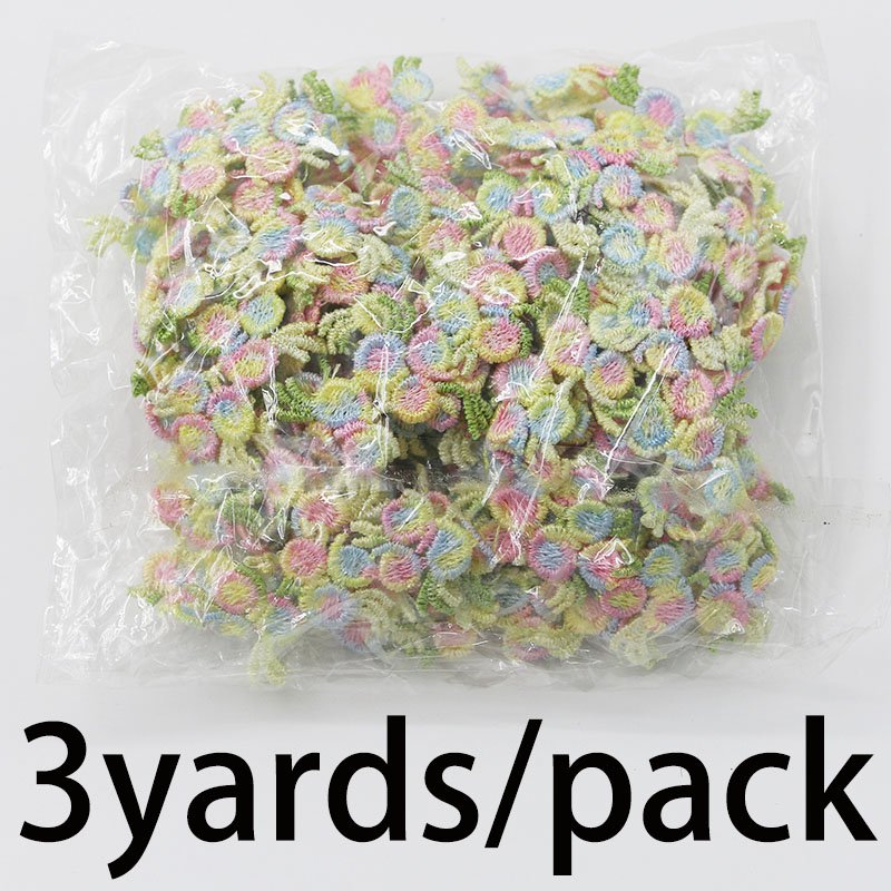 (3Yard/Pack) 20mm Embroidered Water-soluble Lace Fabric Webbing Colorful Flowers Decoration Crafts Material Accessories