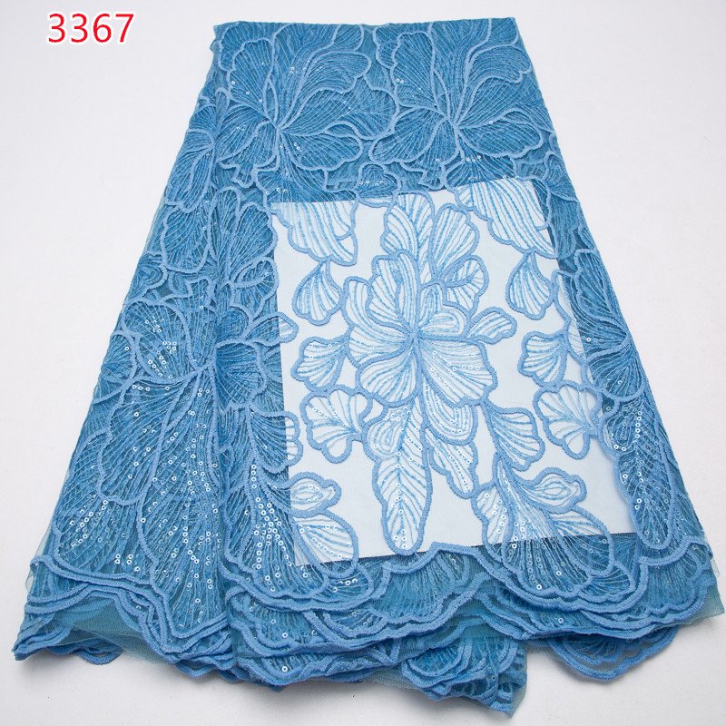 3367 High Selling White Bridal Embroidery Beaded Lace Fabric African Sequin Tulle Lace Fabric for Women Clothing