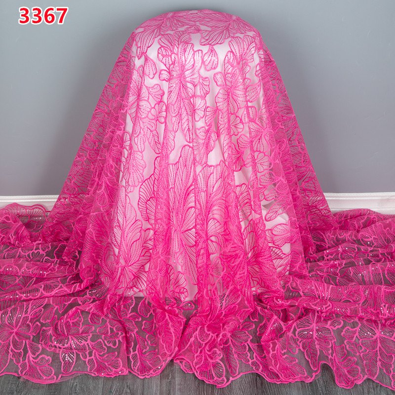 3367 High Selling White Bridal Embroidery Beaded Lace Fabric African Sequin Tulle Lace Fabric for Women Clothing