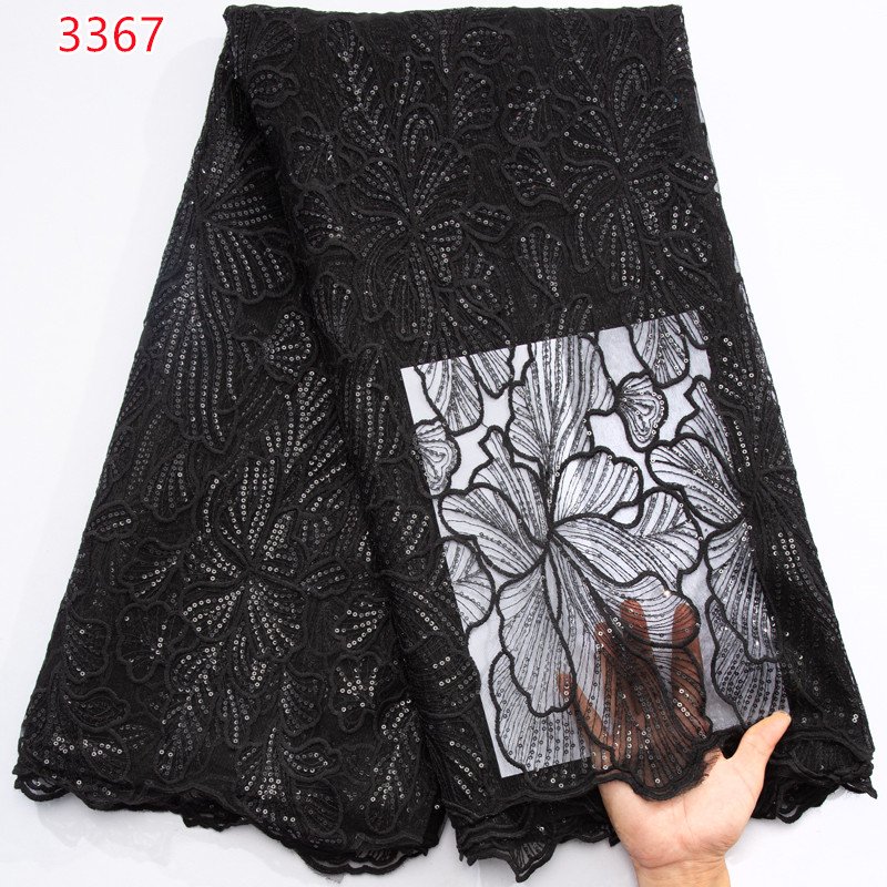 3367 High Selling White Bridal Embroidery Beaded Lace Fabric African Sequin Tulle Lace Fabric for Women Clothing