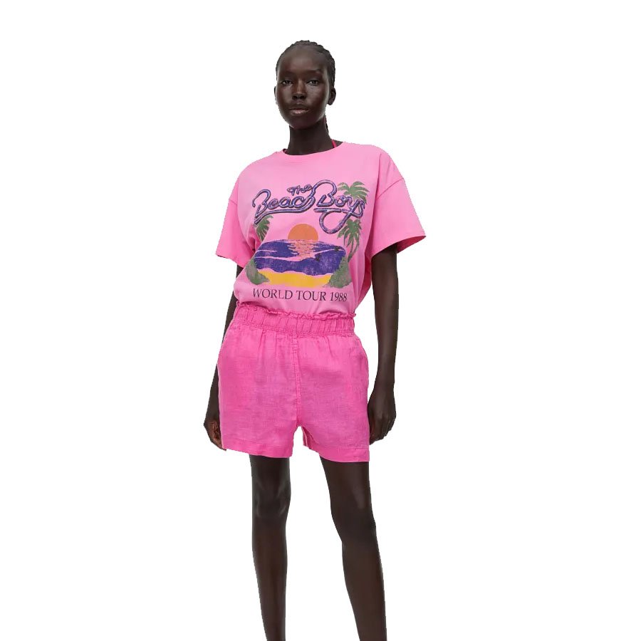 Most Stylish Women Pink Colour 100% Cotton Screen Printed Casual T Shirt With Ribbed Neck And Short Sleeves For Sale