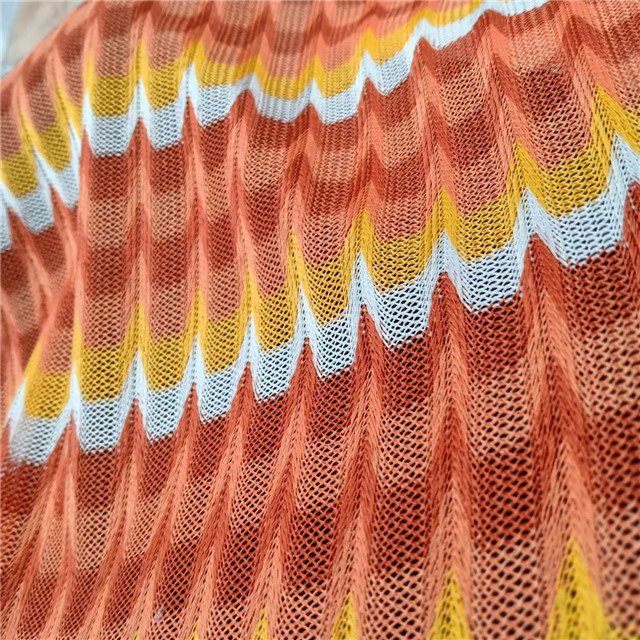 100%Polyester Wavy yarn dyed lace fabric,a slight stretch can be used clothing,breathable,Multi-color custom fabric ,wholesale