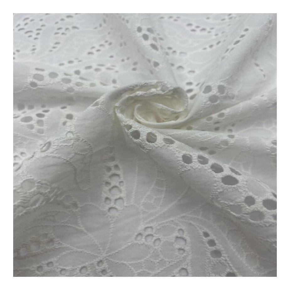 High Quality Custom Water Soluble Lace 100% Cotton Eyelet Fabric Embroidered Cloth Cotton Embroidery Fabric For Dress