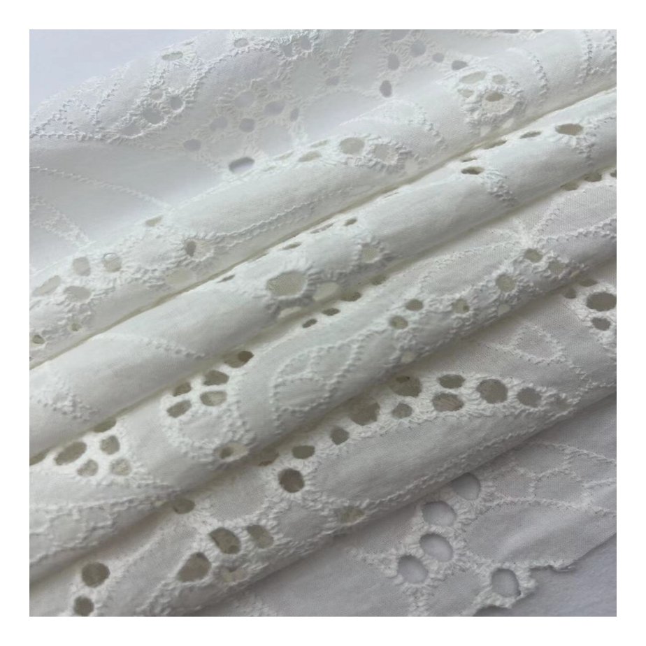 High Quality Custom Water Soluble Lace 100% Cotton Eyelet Fabric Embroidered Cloth Cotton Embroidery Fabric For Dress