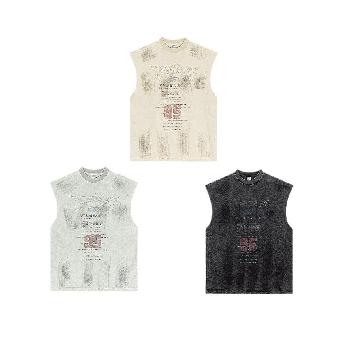 Breathable sportswear gym lightweight running vest loose plus size men's singlet 310G 100% cotton women ribbed workout tank tops