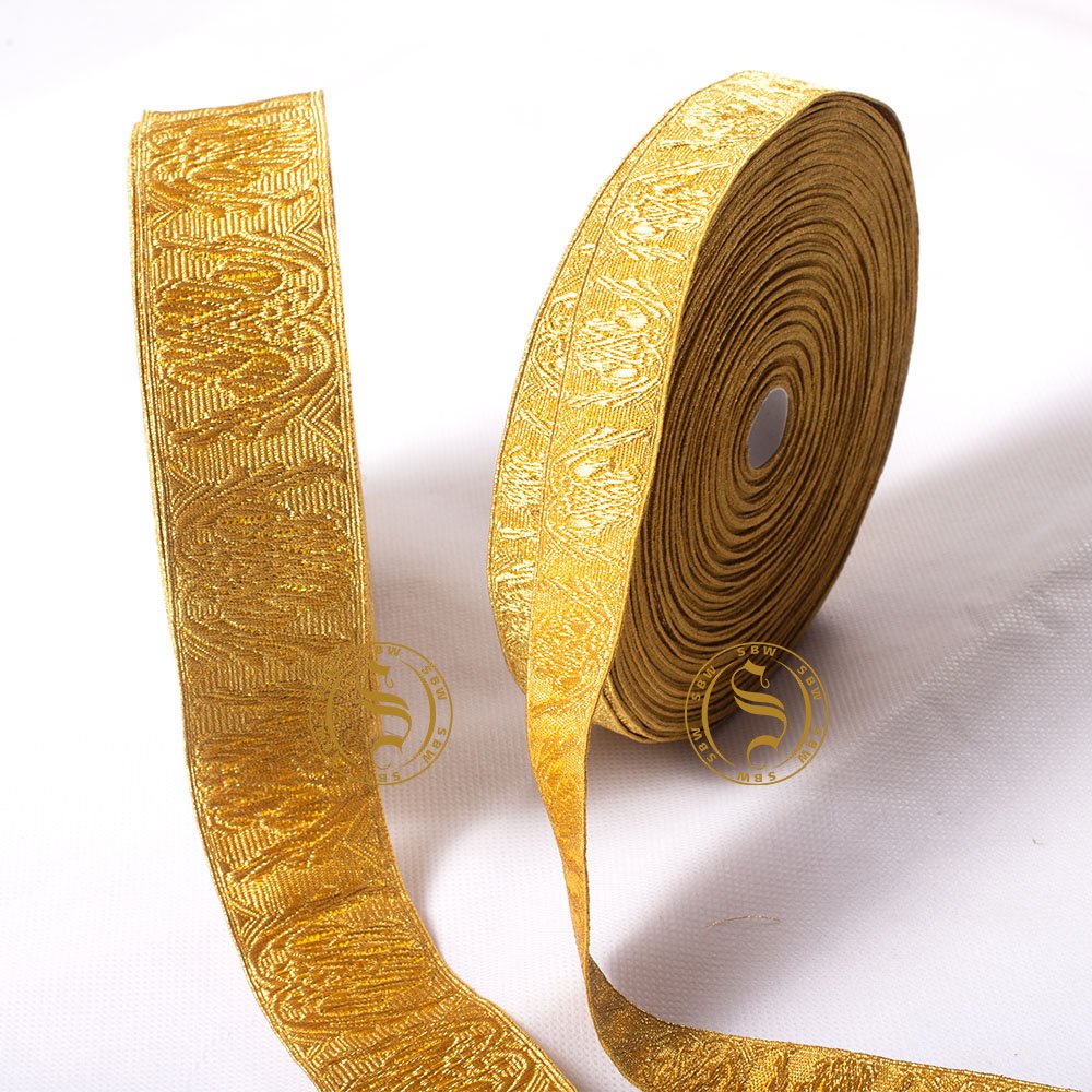 Top Fashion Vestment Braid Lace Customized French Gold Priest Robe Dress Lace Beautiful Galloon in sizes 7mm to 80mm
