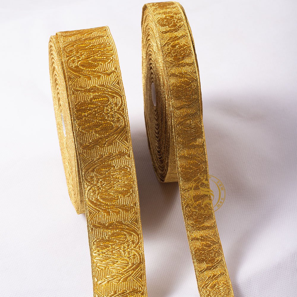 Top Fashion Vestment Braid Lace Customized French Gold Priest Robe Dress Lace Beautiful Galloon in sizes 7mm to 80mm