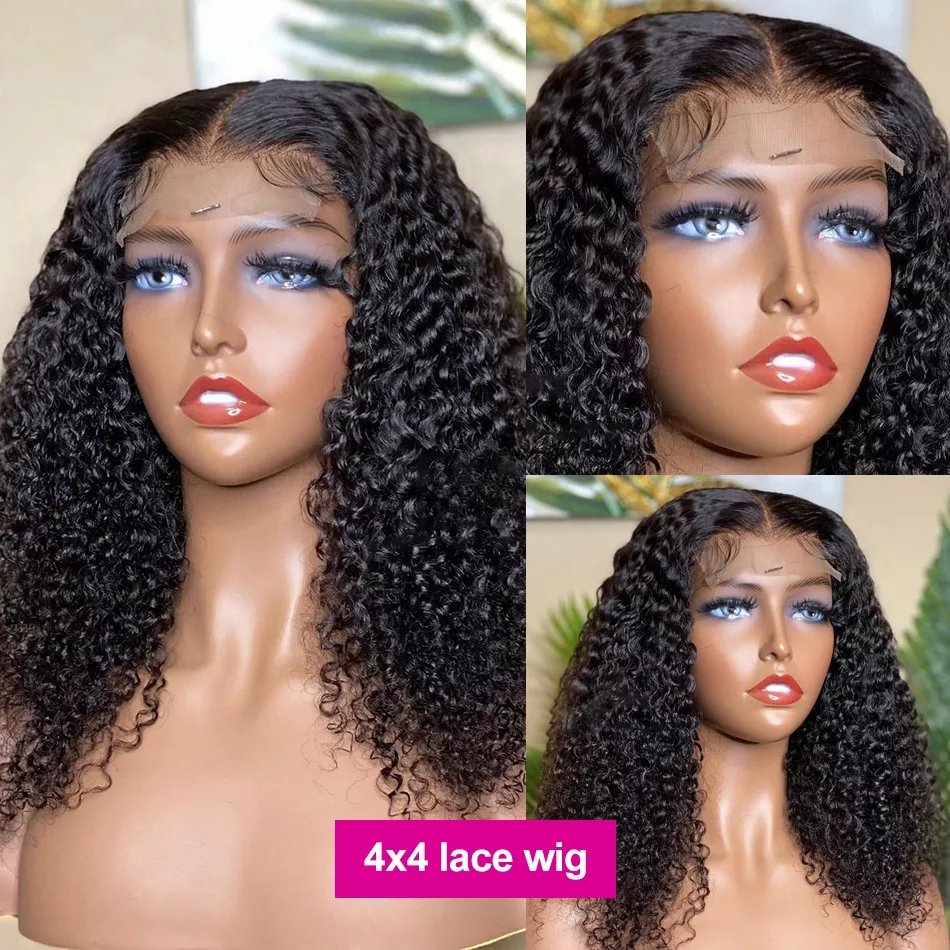 Cheap Kinky Curly Short Bob Human Hair Wig Hd Full Transparent Lace Front Wig Raw Brazilian Virgin Human Hair For Black Women