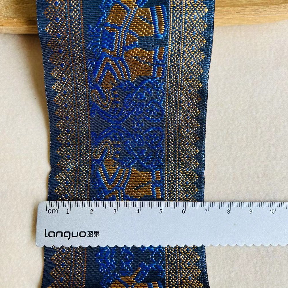 Ethnic Lace Jacquard Webbing Woven Tape Elephant For Garment Accessories Width 6.8 cm ST-975
