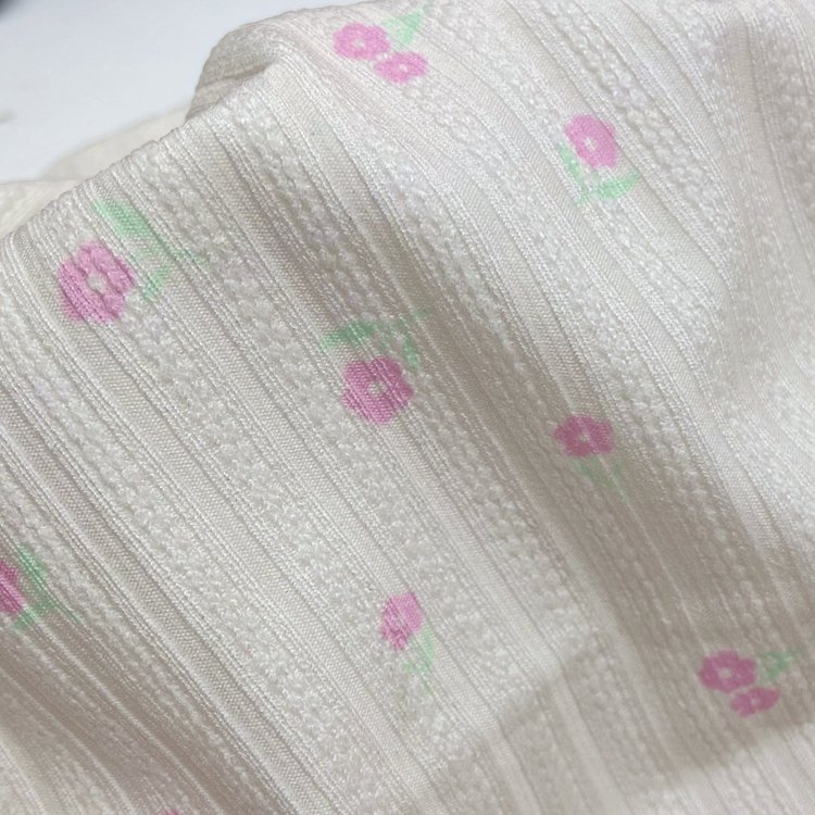 Beautiful ribbed 94% polyester 6% spandex custom 180GSM flower digital printed rib knit fabric for sweater