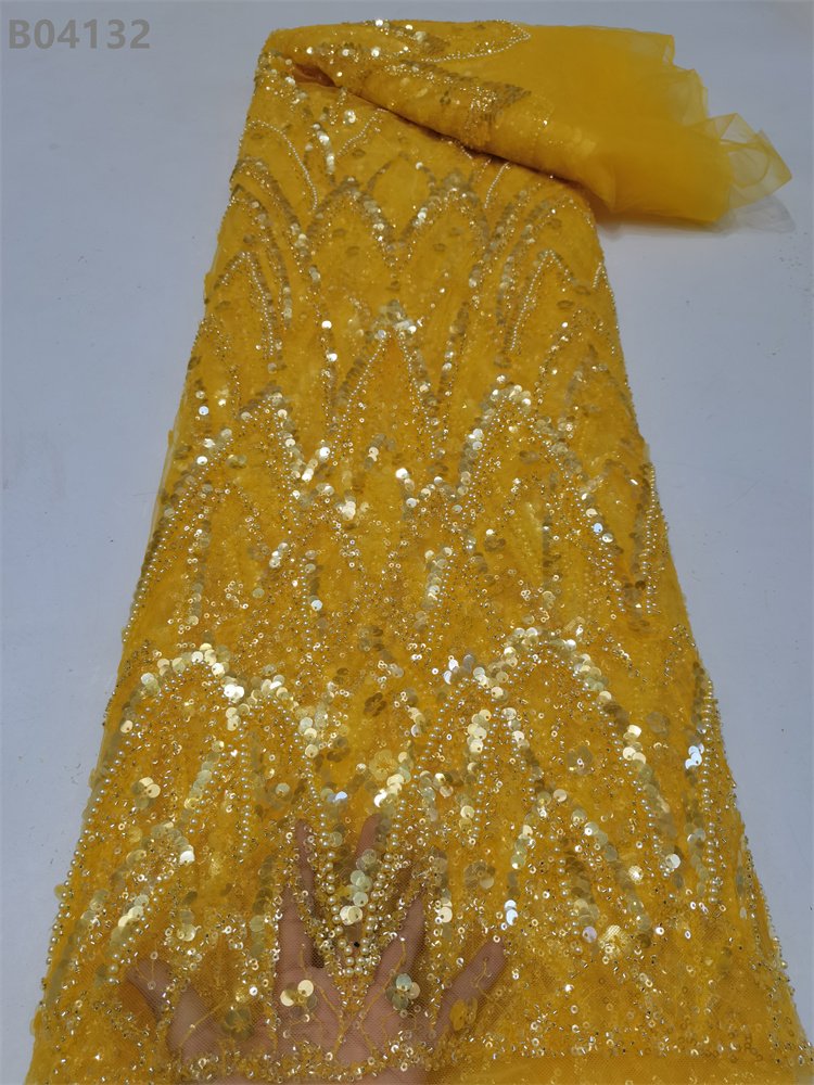 Glitter Beaded Fabrics Sequins Beads Embroidery Dress Lace White Lace Fabric