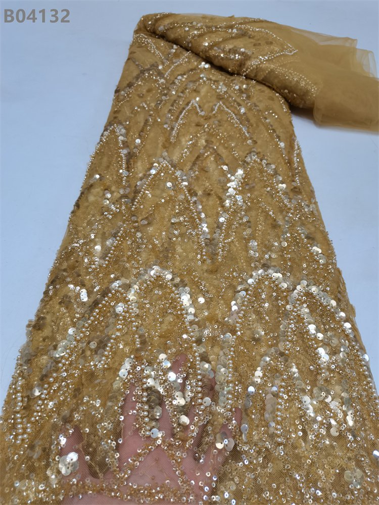 Glitter Beaded Fabrics Sequins Beads Embroidery Dress Lace White Lace Fabric