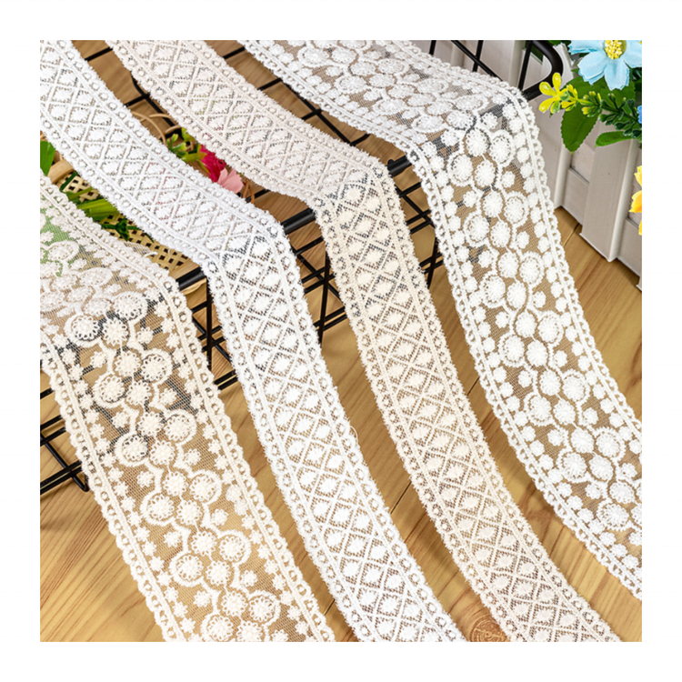Hot Sale Exquisitely Trimmed Lace Cotton Ribbon Embroidered Lace Dress Home Textile Accessories African Wed