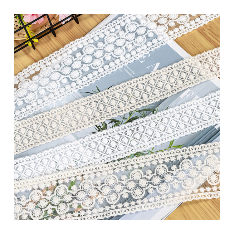 Hot Sale Exquisitely Trimmed Lace Cotton Ribbon Embroidered Lace Dress Home Textile Accessories African Wed