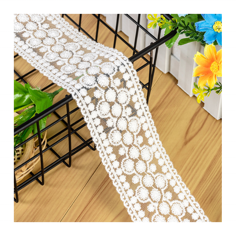 Hot Sale Exquisitely Trimmed Lace Cotton Ribbon Embroidered Lace Dress Home Textile Accessories African Wed