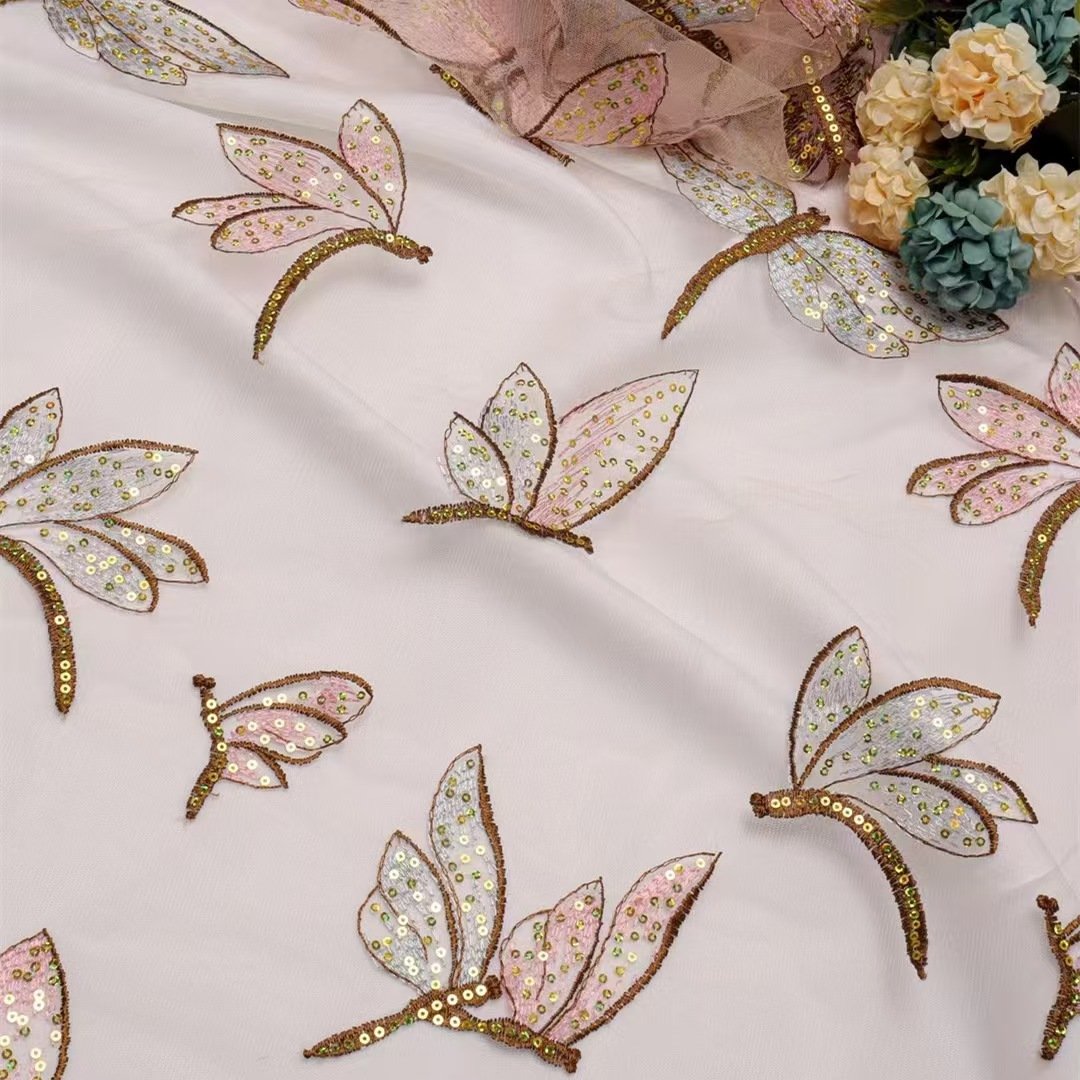 Factory Custom Stock Lot Cheaper African Wed Fabrics Textiles African Mesh Embroidery Fabric