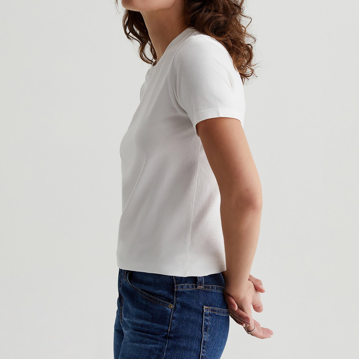 OEM/ODM Custom Ivory Women's Classic Crew Neck Tee - 1X1 Rib Neckband, Premium Knit, 100% Cotton, S&Z-Twist Yarns