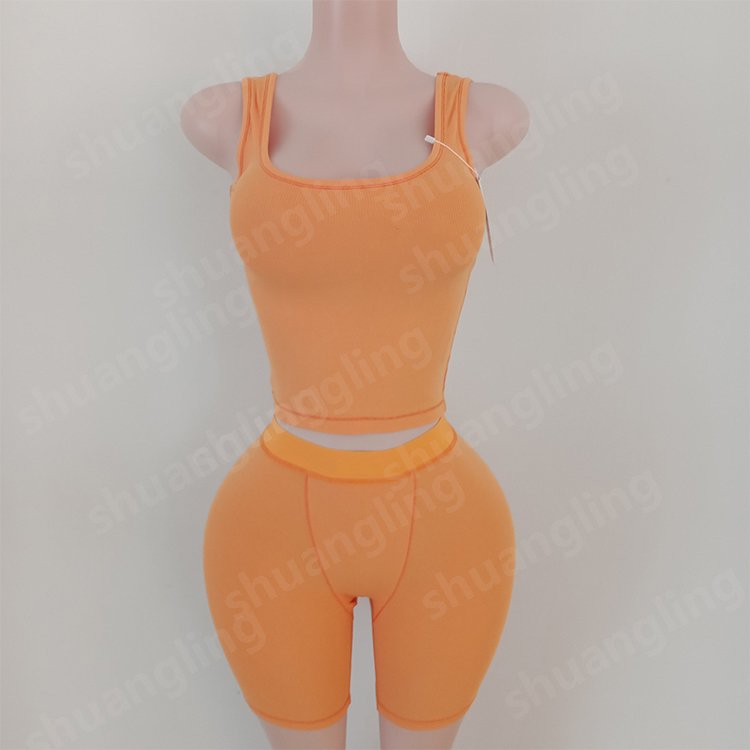 Loungewear 2024 Sets 2 Piece Set Casual Knitted Rib Fitness Yoga Wear Two Piece Summer Loungewear Short Set For Women