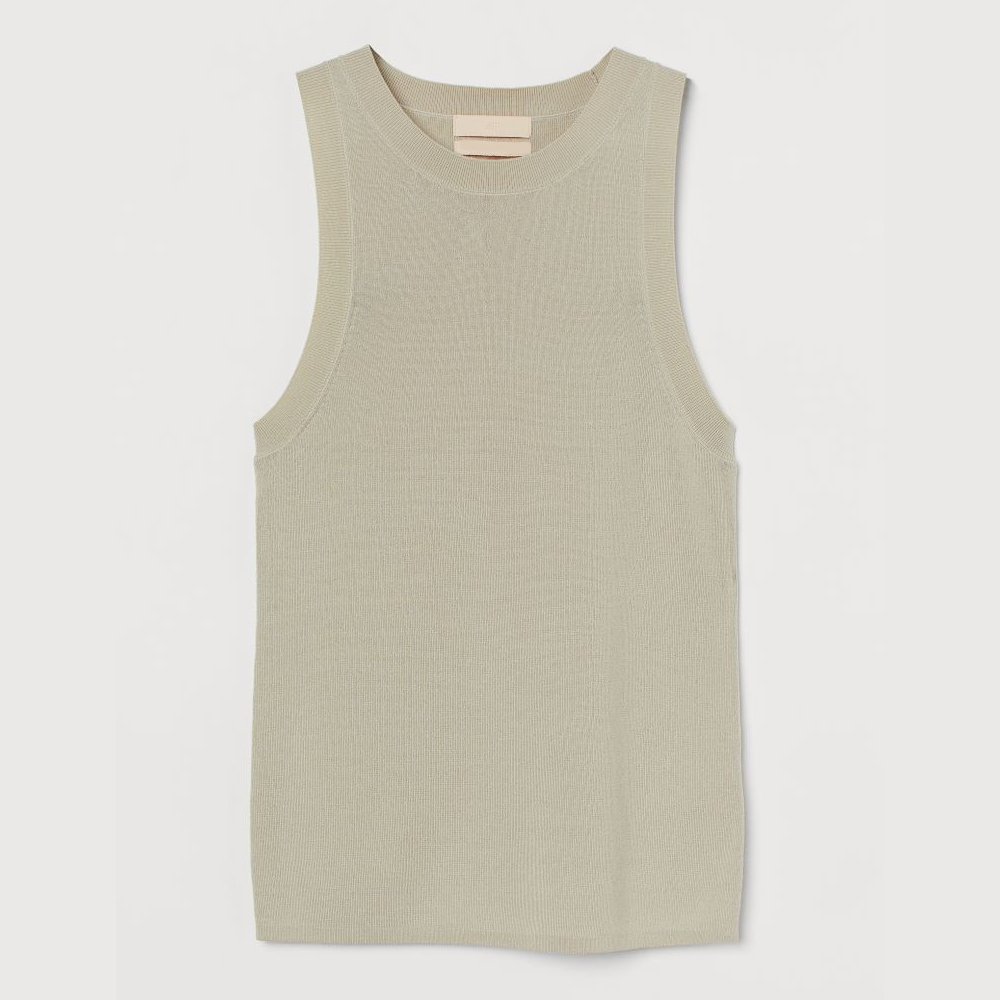 Summer Collection Women's Clothing Ribbed Top Sleeveless Round Neck Short Slim Well-Fitting Vest Top