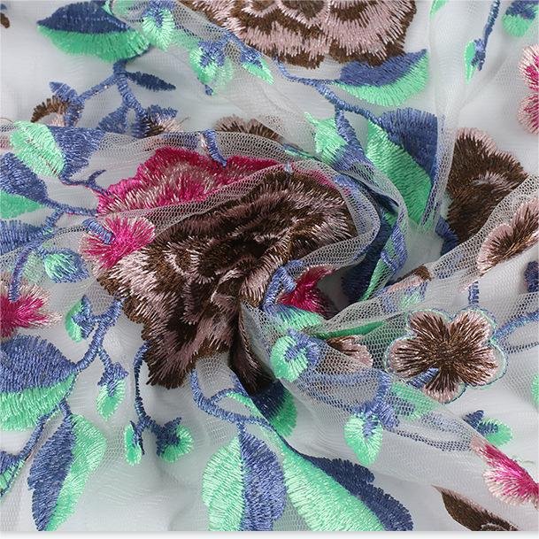 Spot Multi-Color Vintage Large Peony Embroidery Fabric Cheongsam Fashion Dress Home Textile Accessories Mesh Embroidery Cloth