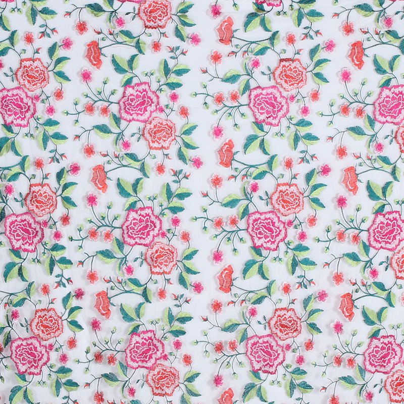 Spot Multi-Color Vintage Large Peony Embroidery Fabric Cheongsam Fashion Dress Home Textile Accessories Mesh Embroidery Cloth