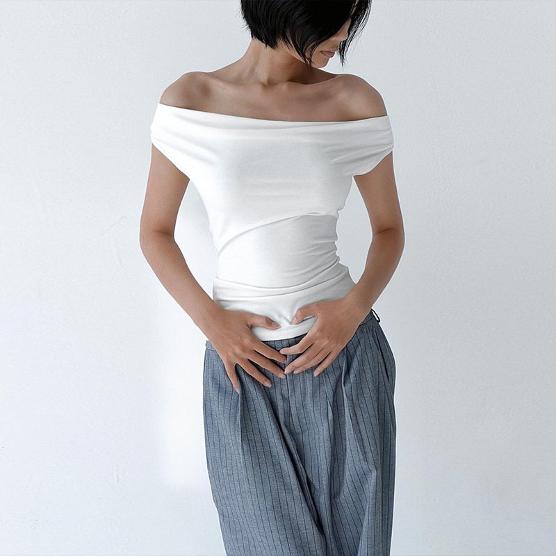 2024 Summer Sexy Backless Lace Up Off Shoulder Tank Tops y2k Slim Tshirts for Women Basic Black T Shirts
