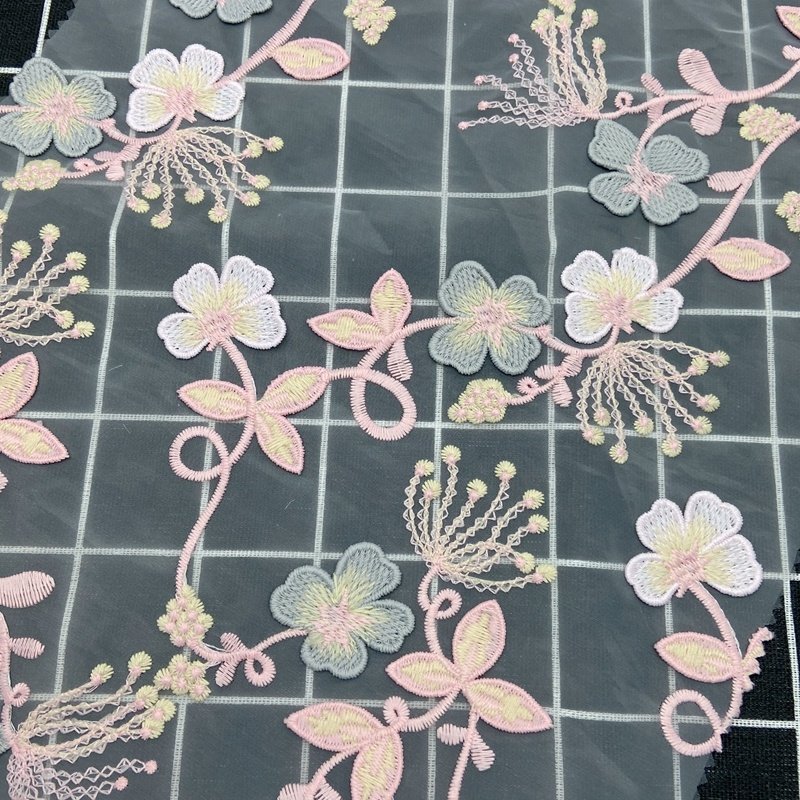 High density 100% nylon woven 3D flower embroidered tulle fabric for bridal wedding dress