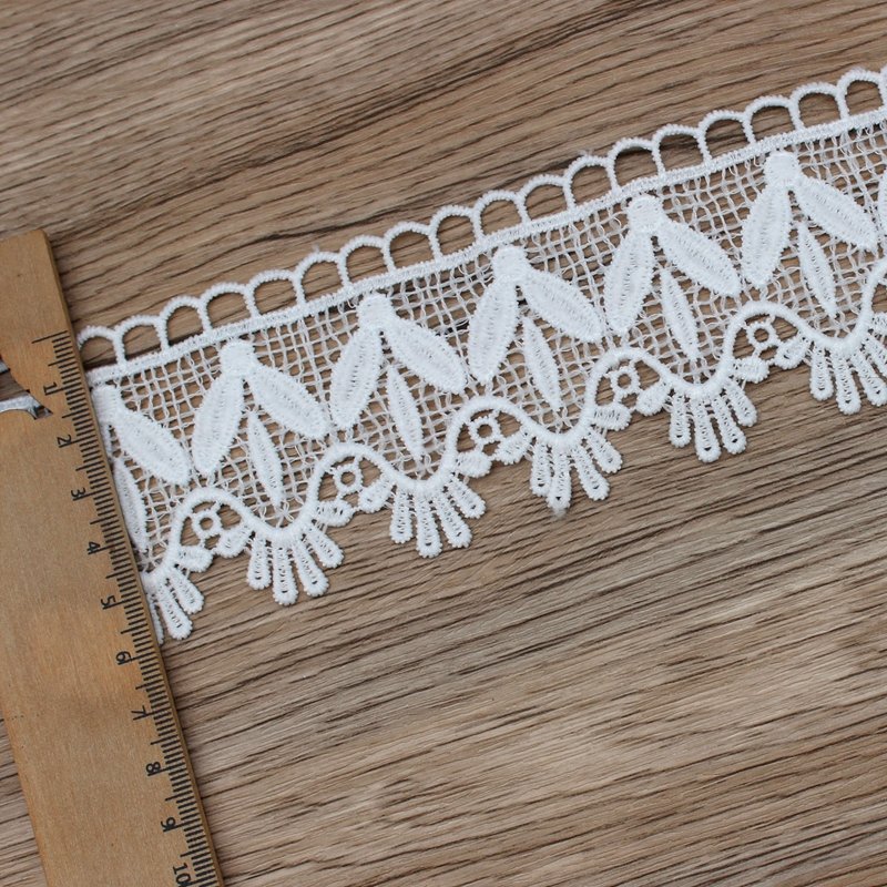 Zeal Lot White Guipure Embroidered Flower Lace Trim Milk Silk Clothes DIY Ribbon for Decoration and Fabric Decor