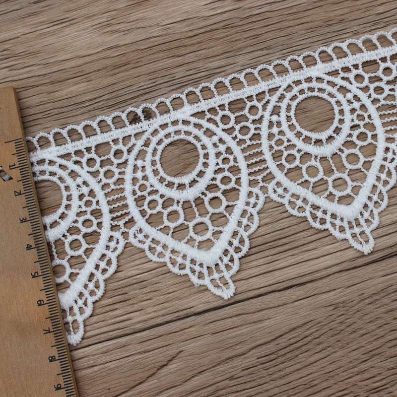 Zeal Lot White Guipure Embroidered Flower Lace Trim Milk Silk Clothes DIY Ribbon for Decoration and Fabric Decor