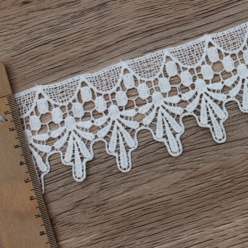 Zeal Lot White Guipure Embroidered Flower Lace Trim Milk Silk Clothes DIY Ribbon for Decoration and Fabric Decor
