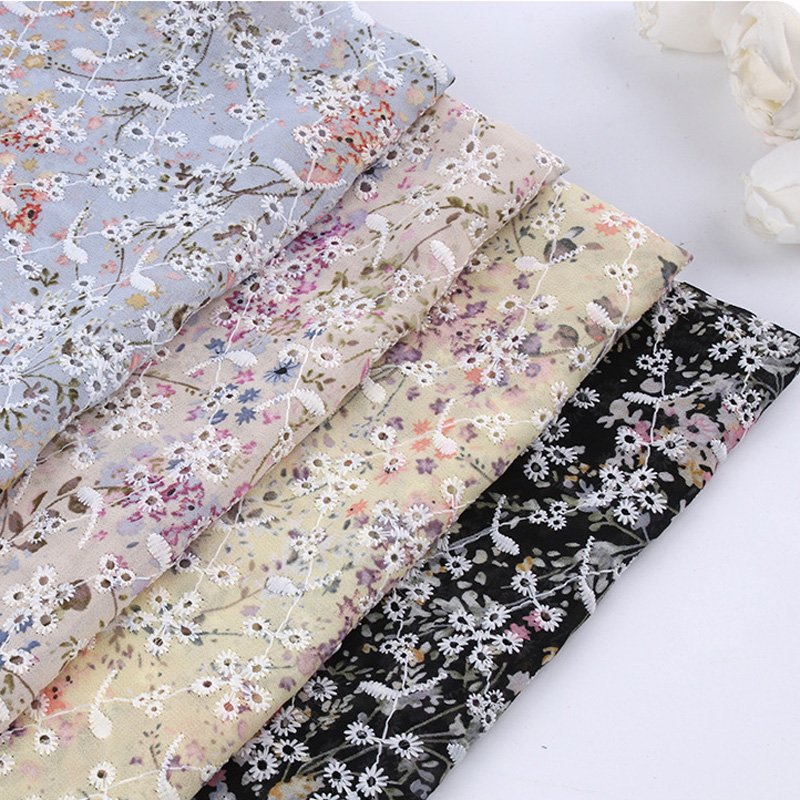 Henry Textile New Design 100% Polyester Chiffon Fashion Embroidered Lace Fabric For Spring And Summer Women'S Dresses