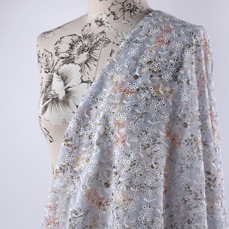 Henry Textile New Design 100% Polyester Chiffon Fashion Embroidered Lace Fabric For Spring And Summer Women'S Dresses