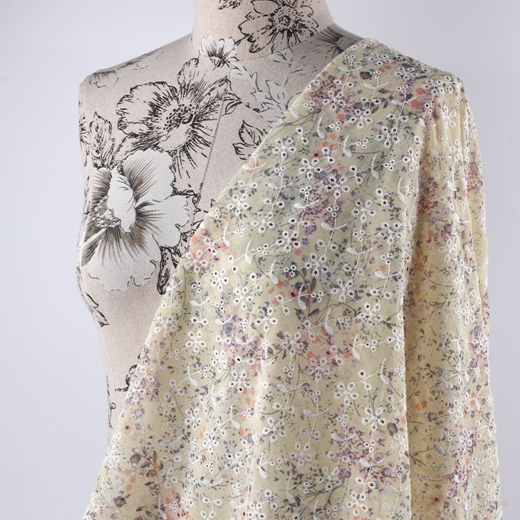 Henry Textile New Design 100% Polyester Chiffon Fashion Embroidered Lace Fabric For Spring And Summer Women'S Dresses