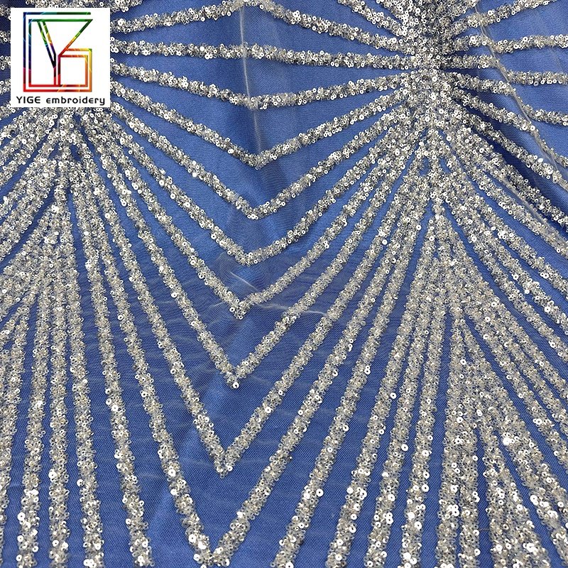 Luxury white crystal sequins embroidered heavy beads Bridal french net Tulle wedding lace fabric