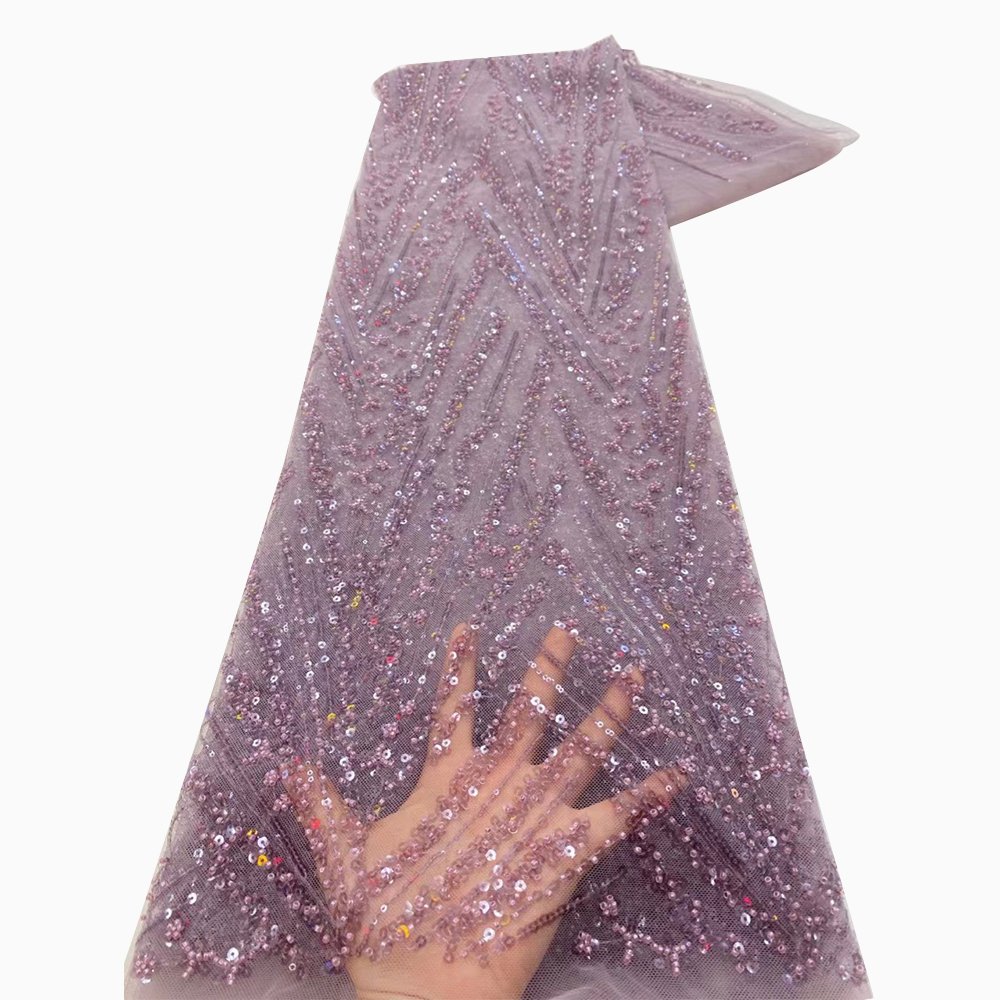 NI.AI Most Popular French Embroidery Beaded Net Lace Fabrics For Wedding Dress Beautiful African Lace Fabrics With Sequins